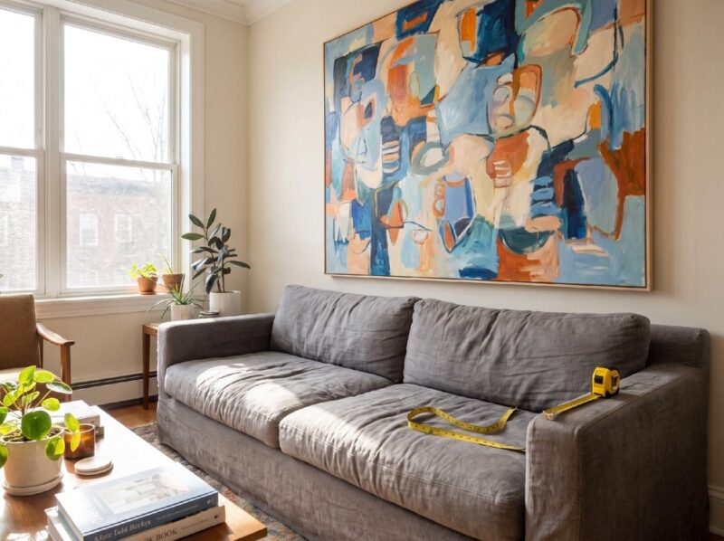 How to Size and Place Extra Large Wall Art in a Living Room 01
